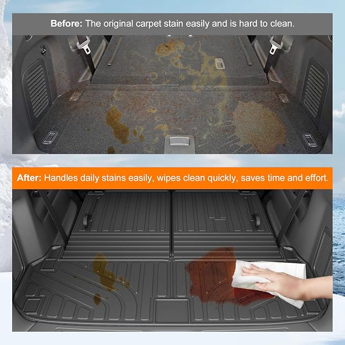 powoq 7 Seats Cargo Mat Compatible with 2013-2020 Nissan Pathfinder Trunk Mat 13 Infiniti JX35 & 14-20 Infiniti QX60 Replacement for 2013-2020 Pathfinder Accessories (Trunk Mat with Backrest Mats)