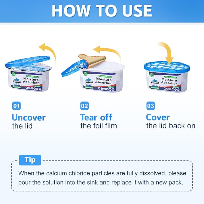 CHMI Moisture Absorbers 20 Pack， Attract and Trap Excess Moisture from Your Bathroom, Kitchen，Closet, Eliminate Musty Odors，Odor Eliminator with Fragrance Free, 6.4oz, 300ml.