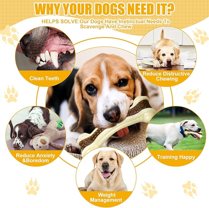 Sosation 6 Pcs Dog Toys for Aggressive Chewers Christmas Nylon Beef Flavor Bones Tough Puppy Teething Toys Puppy Chew Bones for Large Medium Small Breed Dogs Puppies(Small Medium Large)