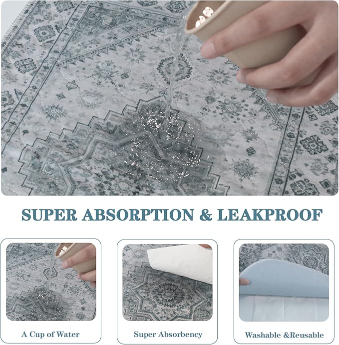 Qeils Washable Pee Pads, Reusable Puppy Pads Super Absorbent Leakproof Dog Training Pads, Non-Slip Wee Wee Pads for Crate, Floor, Potty Pads Feeding Mat Dog Pee 2 Pack 18"x24"