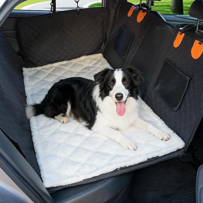 Backseat Pet Bed Mat, Truck Plaid Dog Bed for Car Back Seat, Deluxe Dog Seat Covers, Non-Slip Travel Pet Mat, Fit for Backseat Extenders and Trucks SUV