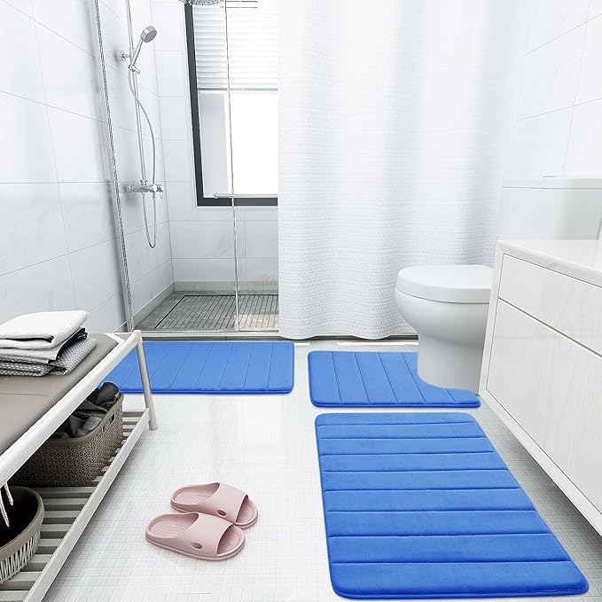 Buganda Memory Foam Bath Mat, 24" x 16", Ultra Soft and Non-Slip Bathroom Rugs, Water Absorbent and Machine Washable Bath Rug for Bathroom, Shower, and Tub, Royal Blue