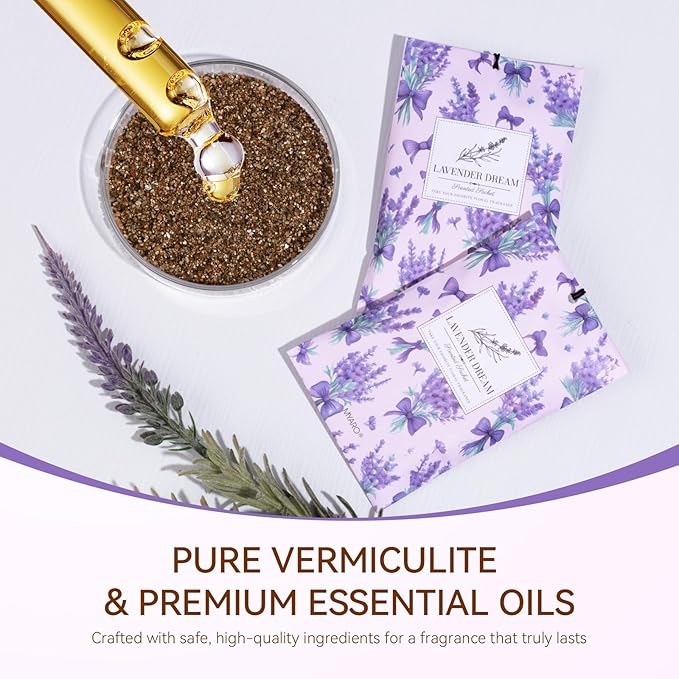 MYARO 20 Packs Fresh Lavender Scent Air Freshener for Drawer and Closet Long Lasting Sachets Bags Drawer Odor Deodorizers Home Car Fragrance