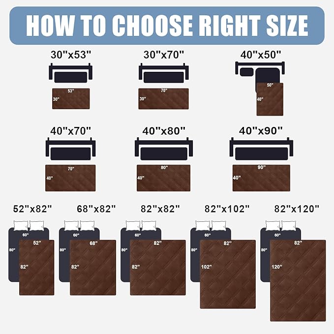 Smiry Waterproof Dog Bed Cover Blanket 52x82, Soft Reversible Pet Blanket, Washable Leakproof Cats Dogs Couch Cover for Sofa, Couch, Furniture, Lattice, Brown/Beige