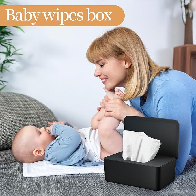 COMNICO Baby Wipes Dispenser 3 Pack Wipe Holder for Baby & Adult Refillable Baby Wipes Cases with Lid Toilet Container for Bathroom Home Office Cars