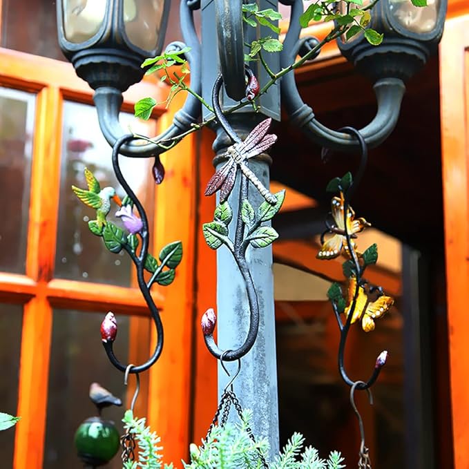 Heavy Duty S Hooks, Pack of 3 Large Plant Hangers Outdoor, Metal Decorative Plant Hooks for Hanging Garden Planters, Flower Baskets, Pots, Bird Feeders