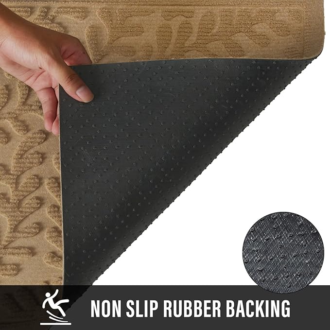 Front Door Mat, Absorbent Dirt Trapping Welcome Door Mat Indoor Outdoor, Non Slip Entry Mat, Indoor Outdoor Door Mats, Fade Resistant, Low Profile Doormat for Entryway, 36×24, Beige