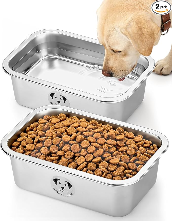 2 Pcs Stainless Steel Dog Bowls for Large Dogs, High Capacity Metal Dog Food Bowls, Food and Water Bowl for Large, X-Large, and Big Dogs 1.25 Gallons