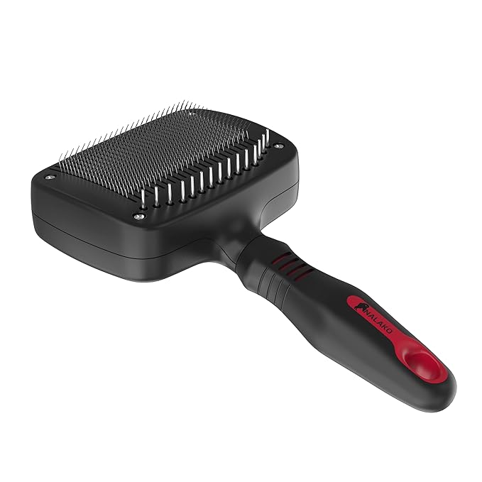 Nalako Self Cleaning Slicker Brush and Undercoat Rake, Dog Brush for Shedding, Remove Loose Dog Hair, Fur, Undercoat and Mats, Medium & Long Haired Dogs, for Husky, GSD, Shepherd, Double Coats