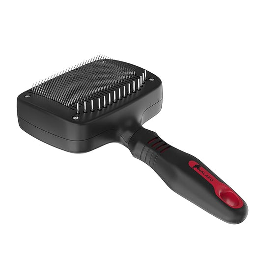 Nalako Self Cleaning Slicker Brush and Undercoat Rake, Dog Brush for Shedding, Remove Loose Dog Hair, Fur, Undercoat and Mats, Medium & Long Haired Dogs, for Husky, GSD, Shepherd, Double Coats