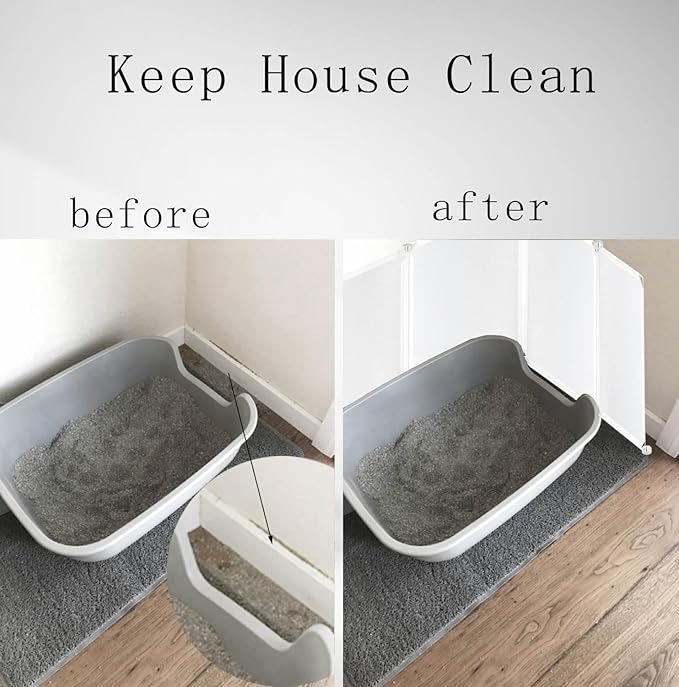 Cat Litter Box Enclosure Splash Guard,DIY Large Pet Litter Box Shields for Open Top Litter Pan.Small Animal Pen for Hamsters, Guinea Pig (Not Include Litter Mat White, X-Large L48''W36''H16'' 16 PCS)