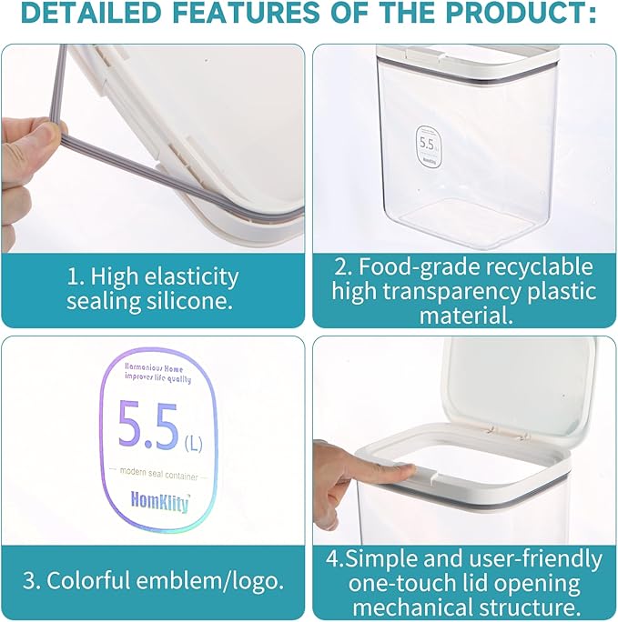 HomKlity Large Capacity Container With Automatic Pop-Up Lid - Laundry Pods And Airtight Dishwasher Pod Holder, For Laundry Room Organization And Storage And Storage Of Dry Food, Packaged Food, Candy