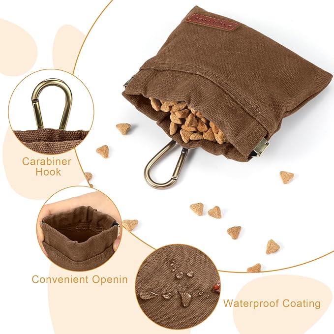 VZZNN 2PC Dog Treat Pouch,Dog Training Treat Reward Bag,Portable Puppy Hand Free Dog Walking Bag,Auto Closing Dog Food Dispenser,Behavior Aids for Puppy Travel or Outdoor(Green+Grey)