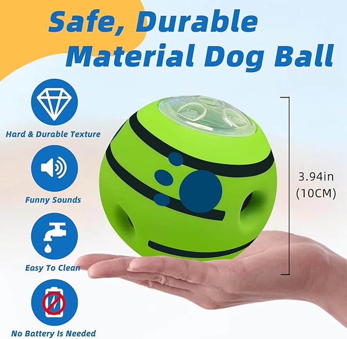 SHAKE AND LAUGH Interactive Puzzle Dog Treat Ball, Treat Dispensing Enrichment Dog Toys Ball, L, 3.94 in (10 cm)