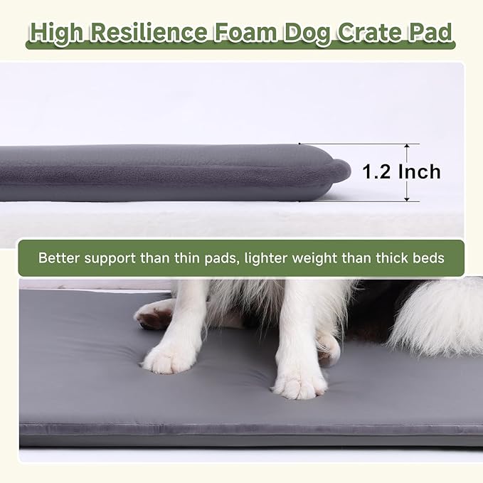 Outdoor XL Dog Crate Pad, Reversible Waterproof Crate Mat Bed, Wipeable Kennel Mat Pet Sleeping for Medium Large Dogs, Waterproof, Wipeable, Anti-Slip, Kennel Pad 41 x 27 Inch, Dark Gray