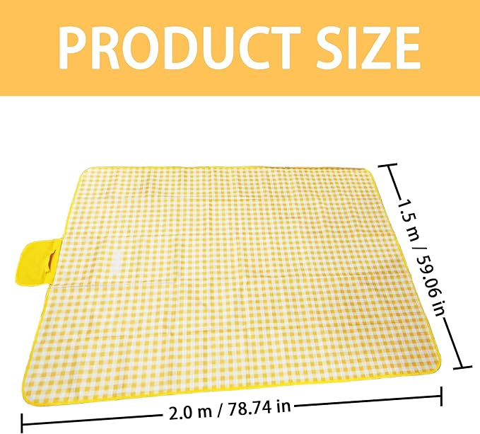 Picnic Blankets,Large Beach Blanket Sandproof Foldable,Beach Mat Sand Free Waterproof Packable for Outdoor Grass Camping Ground (Yellow)