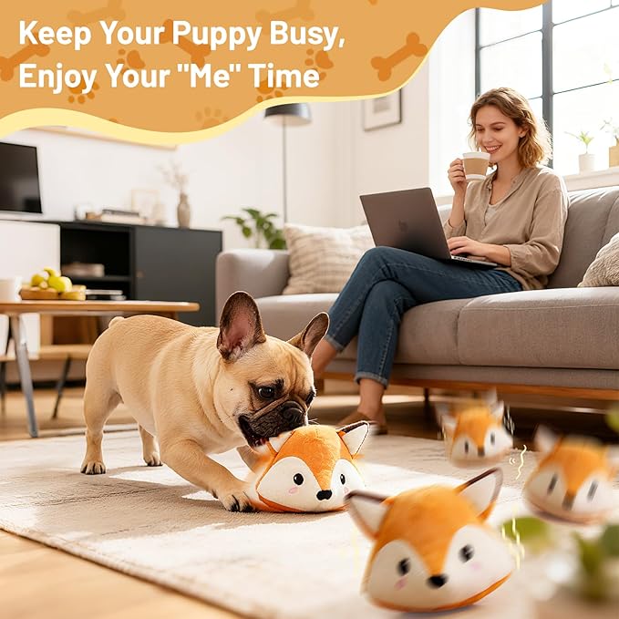 VYsTN Automatic Puppy Toy for Anxiety & Boredom Relief - Self-Moving, Bouncing & Vibrating with Sound for Mental Stimulation | Rechargeable, Chew-Resistant for All Breed Sizes