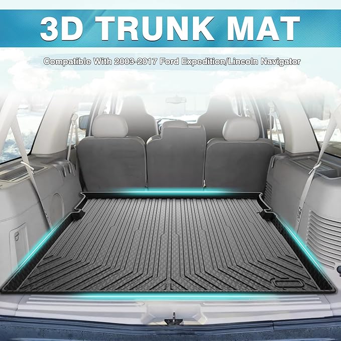 Mixsuper Custom Fit for Cargo Liner 2003-2017 Ford Expedition/Lincoln Navigator (No EL or L Models) Behind The 2nd Row Seats All Weather Rear Cargo Trunk Floor Mat