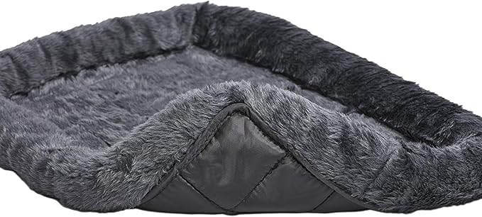 MidWest Homes for Pets QuietTime XS Dog Bed - Gray Faux Fur Bolster, Ultra-Soft and Machine Washable, Fits 22-Inch Crates and Carriers, for Small Dogs and Cats