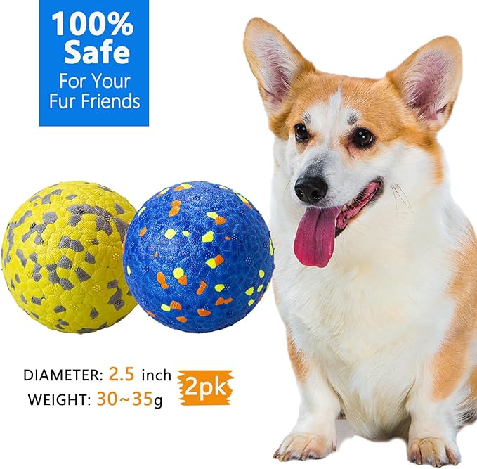 POUPUA Durable Bouncy Dog Tennis Balls for Fetch Game, Indestructible Dog Balls for Aggressive Chewers, Lightweight Floating Toys