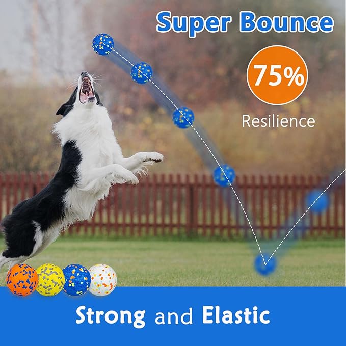 POUPUA 4-Pack Super Bouncy Dog Balls — Lightweight & Safe (Won’t Hurt Dogs), Indestructible Tennis Balls for Aggressive Chewers, Durable Floating Fetch Toys for Medium & Large Dogs