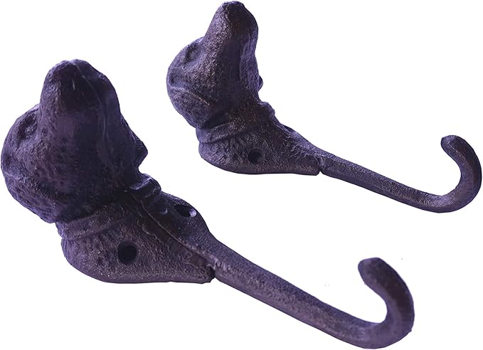 Lulu Decor Cast Iron Dog Face Wall Hooks – Set of 4 Decorative Hooks, Heavy-Duty Wall-Mounted Coat & Key Hooks, Ready to Hang