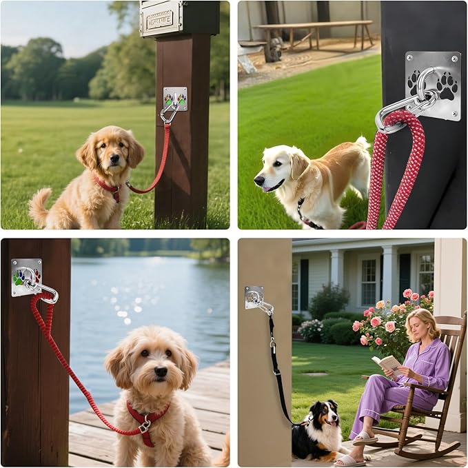 Medoparts Heavy Duty Dog Leash Wall Hook, Secure Dog Leash Parking - Stainless Steel Pet Leash Holder for Large Dogs for Indoor/Outdoor Use, Patio, Grooming Shops, Cafes, Commercial Locations