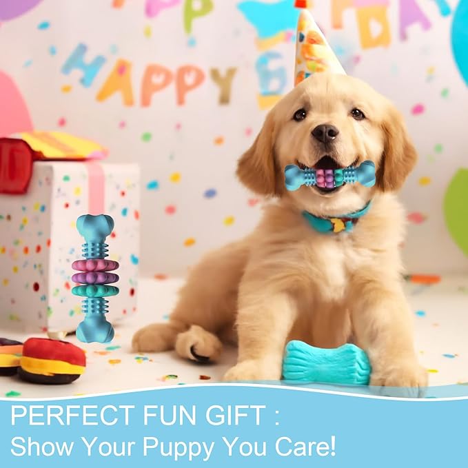 Puppy Teething Toy, Indestructible Dog Chew Toys for Aggressive Chewers, Interactive Bone Dog Toy for Small & Medium Breeds, Tough Puppy Toys to Keep Them Busy and Clean Teeth