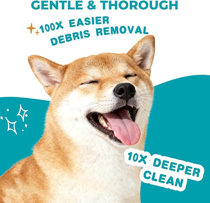 Falatong Pet Ear Cleaner Finger Wipes for Dogs, Cats, Gentle Alcohol-Free Formula, Removes Wax, Debris, 50 Count, Vet Approved, 4x8cm