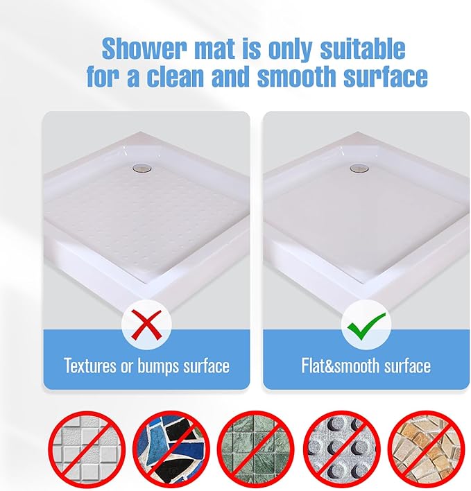 Shower Mat Non-Slip Bath Mat for Tub and Shower Stall,236 Suction Cups with Drain Holes, Quick Dry Machine Washable, Extra Grip for Stand Up Showers, Bathroom Essentials 24x24 Inch(Black)