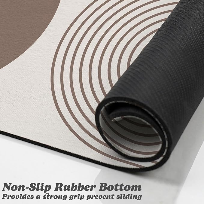 Dog Food Mats for Floors Waterproof, Cat Water Bowl Mats Pet Feeding Absorbent Mat Placemats for Food and Water Brown Bohemia 12 * 20 inch