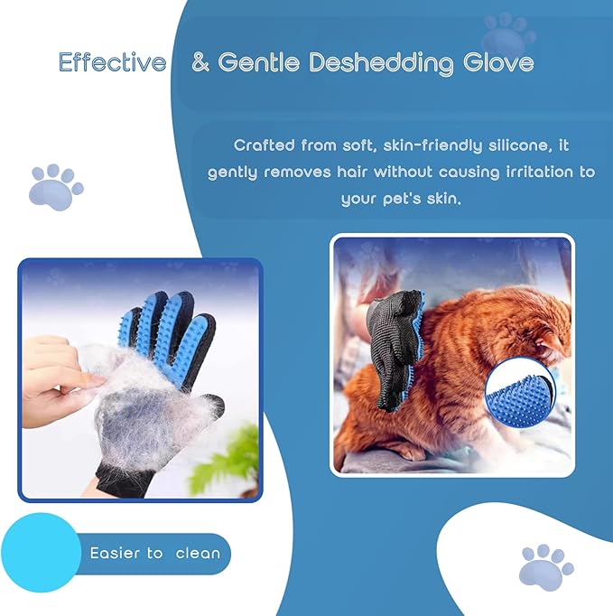 BYNGYDDZ Pet Grooming Gloves (2 Pack) for Dogs & Cats – Deshedding Hair Remover Mitts with Soft Silicone Massage Bristles – Dual-Sided Grooming & Bathing Gloves for Long & Short Hair Pets