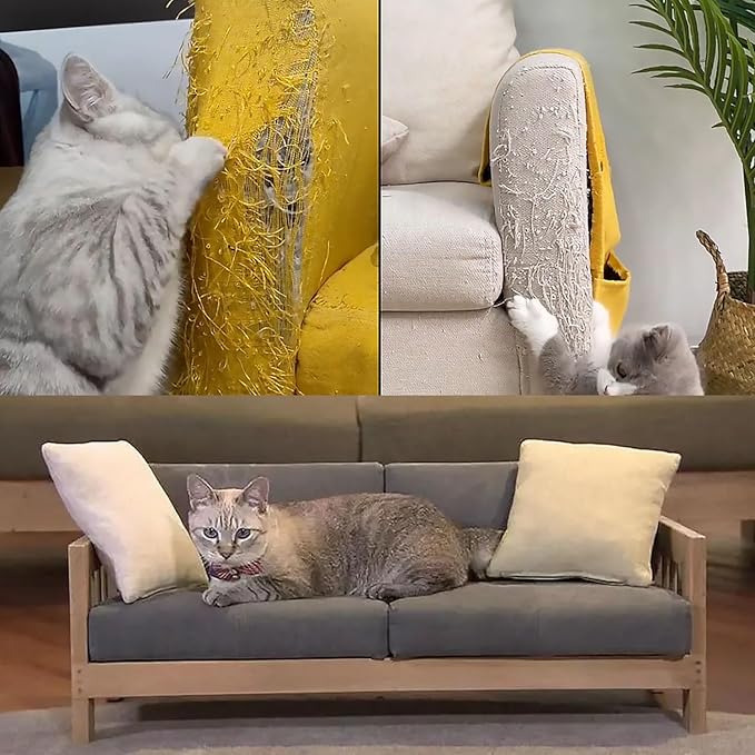 Chuangseed 6" x 20Yds Transparent Cat Scratch Deterrent Tape - Double Sided, Furniture Protector for Couch, Carpet, Doors