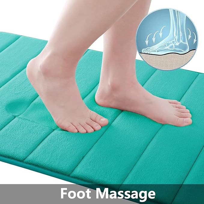 Buganda Memory Foam Bath Mat, 59" x 20", Ultra Soft and Non-Slip Bathroom Rugs, Water Absorbent and Machine Washable Bath Rug Runner for Bathroom, Shower, and Tub, Teal
