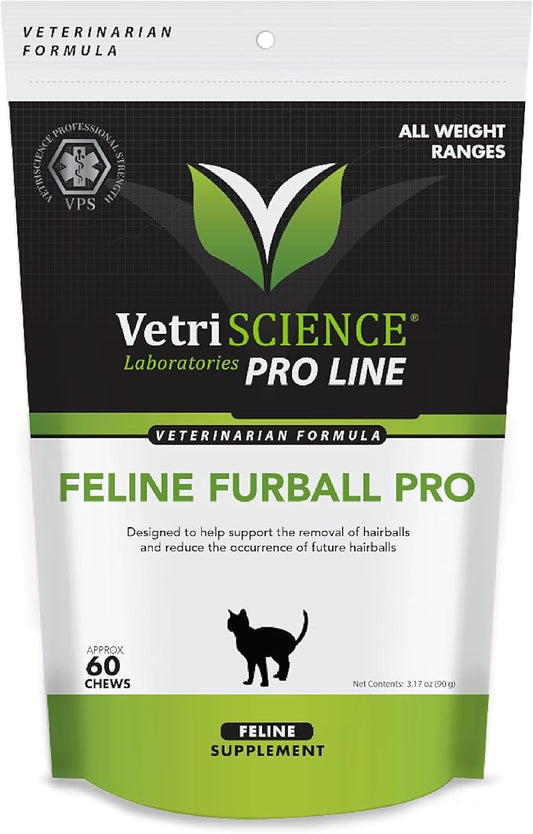 VETRISCIENCE Veterinary Strength Hairball Control for Cats - Cat Hairball & Digestion Support for Cats Skin & Coat Health Formula - Chicken Flavor - 60 Chews
