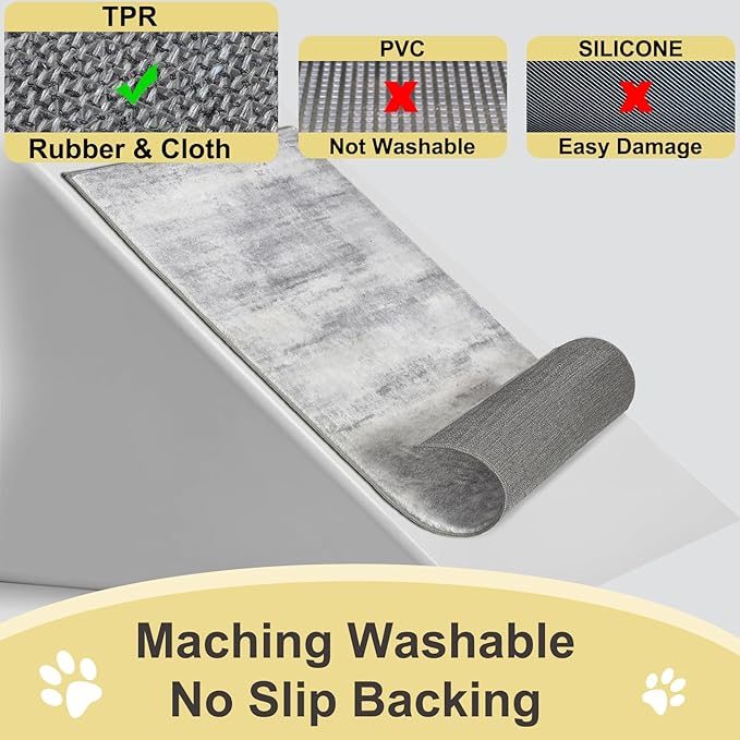 COMSLE Door Mat, Front Door Mat Indoor for Entrance Faux Wool Absorbent Non Slip Modern Throw Rug for Entryway Hallway Muddy Paws - Pet Friendly, 20x32 Inches,Linear Gray Machine Washable