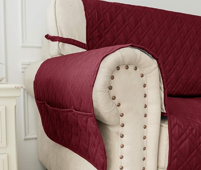 Ameritex Waterproof Nonslip Recliner Cover Stay in Place, Dog Chair Cover Furniture Protector, Ideal Recliner Slipcovers for Pets and Kids (Burgundy, 30'')
