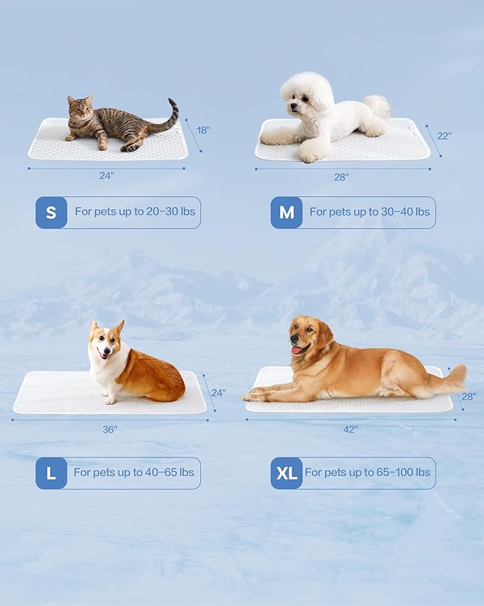 TIMSUNBER Dog Cooling Mat - Instant Cooling Pet Bed for Dogs & Cats, 6-12°F Drop, Non-Toxic & Machine Washable, Anti-Slip Bottom, Cool Mat for Indoor & Travel Use Light Gray 28" x 22"