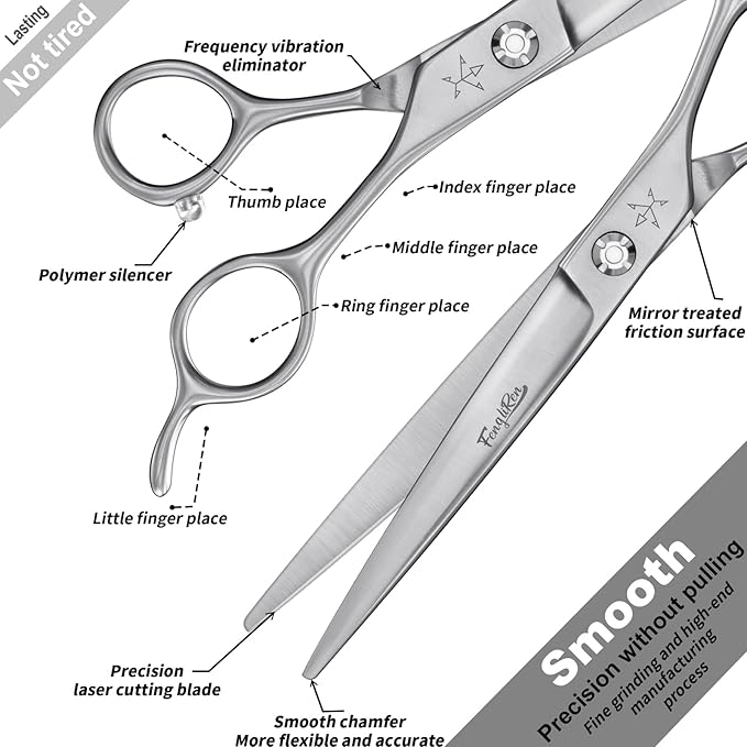 High-end Professional Dog Grooming Scissors Pet Grooming Shears 7 Inches Extremely Very Sharp Made Of Stainless Steel Alloy By Hand For Dog Cat Groomer