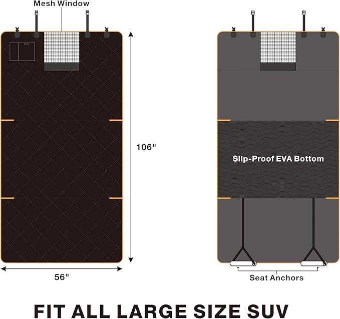 Dog Cargo Liner for Large SUV, Waterproof Dog Cargo Cover with Bumper Flap Protection Durable Car Trunk Mat for Pets Keep Your Vehicle Trunk Clean Universal Fit X-Lager SUV Car Seat Cover