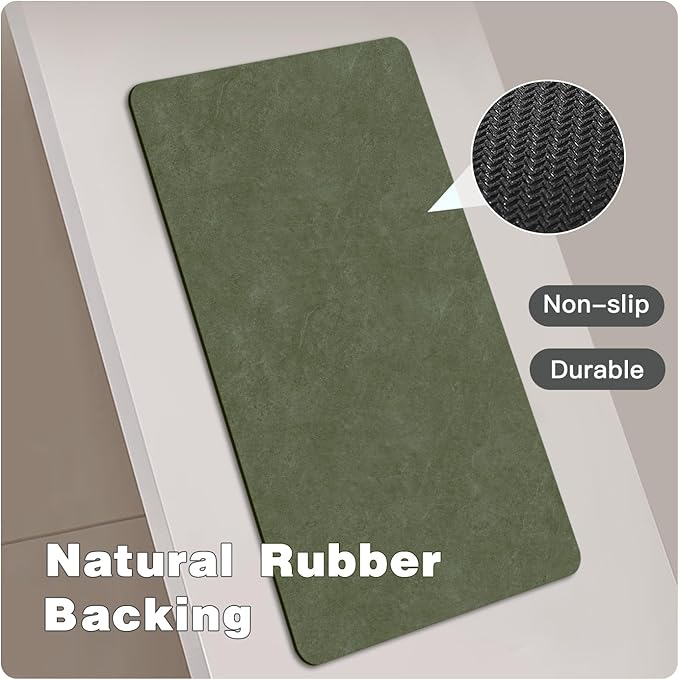 Toilet Rug, Thin Toilet Rugs U Shaped Washable Non Slip Absorbent Quick Dry Low Pile Toilet Mat, 20"x24" U Shape Sage Green