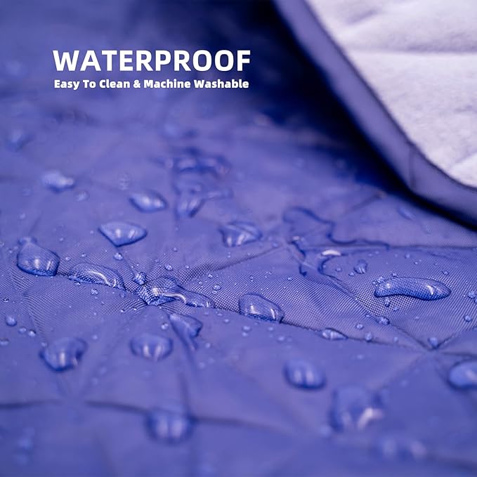 KawaGebo Kamp Outdoor Waterproof Blanket, Foldable Fleece Stadium Blanket for Outdoor Sports Event, Camping, Car, Pet, Picnics - Windproof, Wearable, Machine Washable 80" x 58" (Blue Purple)