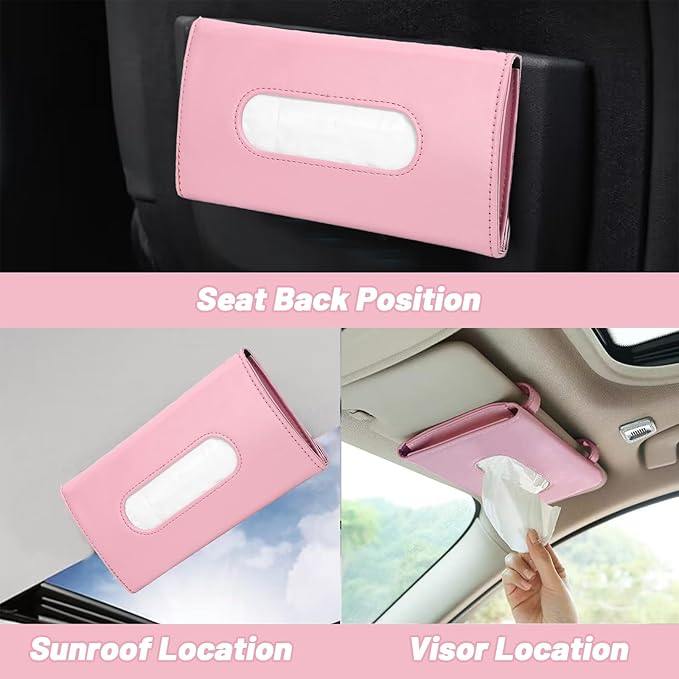 YVPSI Car Tissue Holder Sun Visor Napkin Holder with Tissue Refill Car Mask Holder PU Leather Tissue Box Tissue Box Holder Hanging Tissue Holder Mask Dispenser for Car