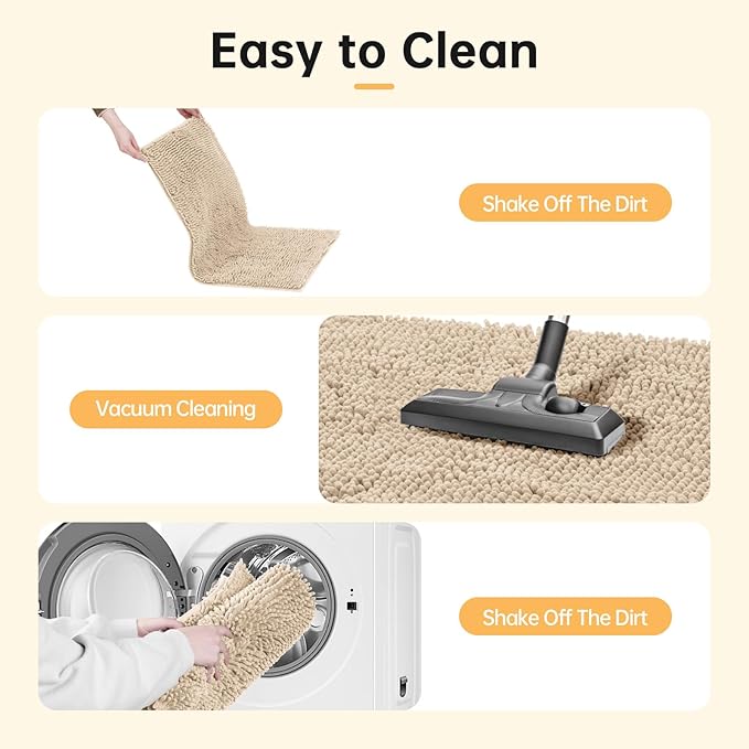 Absorbent Dog Door Mat for Muddy Paws, 60" x 24" Chenille Indoor Mats for Entryway, Trap Dirt Front Door Mat Indoor Entrance Washable Non Slip Soft Beige
