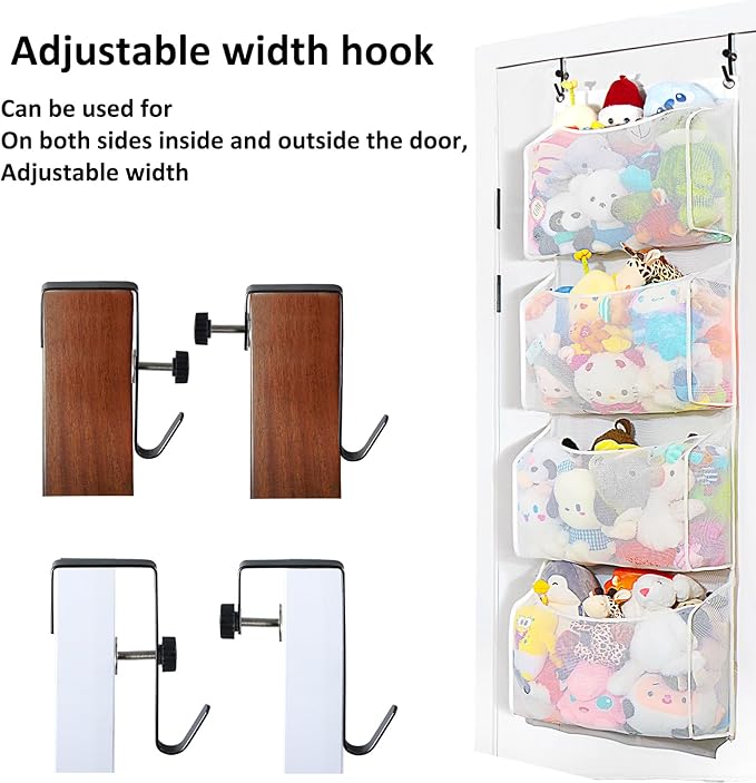 Toread Upgraded Over the Door Stuffed Animal Organiser – Original Design & Patented, Adjustable No-Damage Hooks, Stuffy storage 3D Design with 50% More Capacity, Perfect for Stuffed Animal Storage