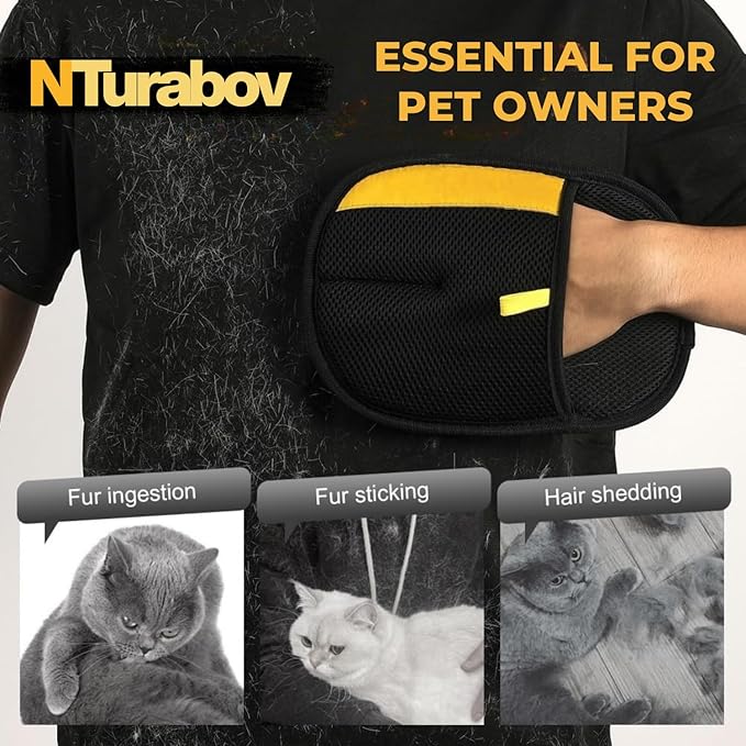 NTurabov Pet Hair Removal Glove for Cats and Dogs,Premium Upgraded Reusable Electrostatic Pet Hair Gloves, Brush Pet Hair Remover Tool for Clothing, Laundry, Couch, Carpet, Car Seat