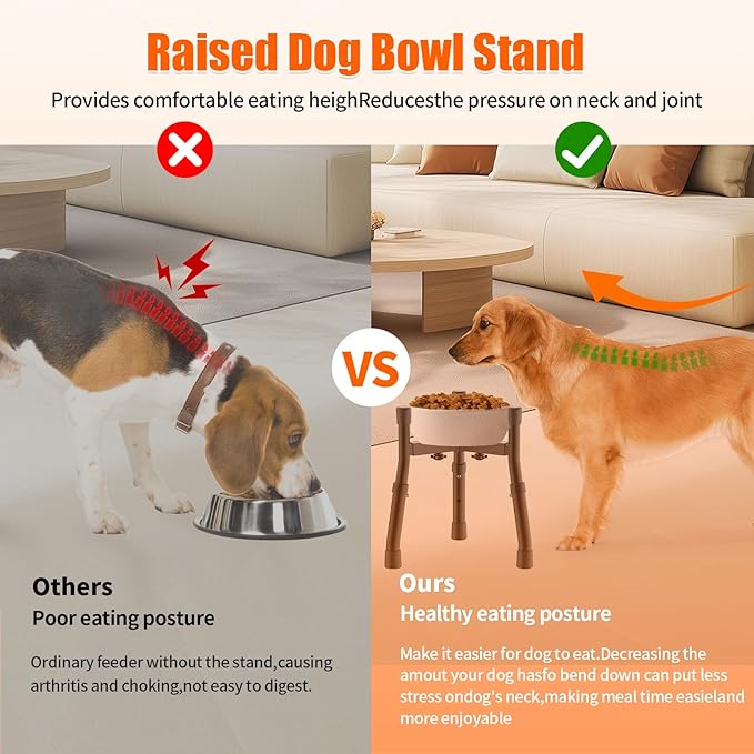 Elevated Dog Bowls Stand with Adjustable Height and Width [Stand Only], Raised Dog Bowl Stand, Elevated Pet Water & Food Feeder for Small&Medium Dogs, Adjustable Wide 6.3"-10.2", 2 Height Adjustment