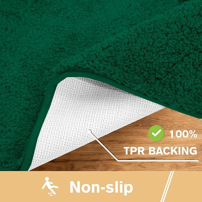 Verdant Green Bathroom Rugs Runner 24"x60" - Long Large Bath Mat, Soft Non Slip Absorbent Microfiber Bathroom Rug, Washable Plush Floor Mat - Perfect for Bedside, Kitchen or Vanity Area