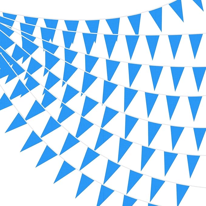 Tatuo 820 ft 500 Pcs Pennant Banner Flag String Hanging Triangle Bunting Flag for Carnival Party Outdoor Events Birthday Classroom Decoration(Blue)