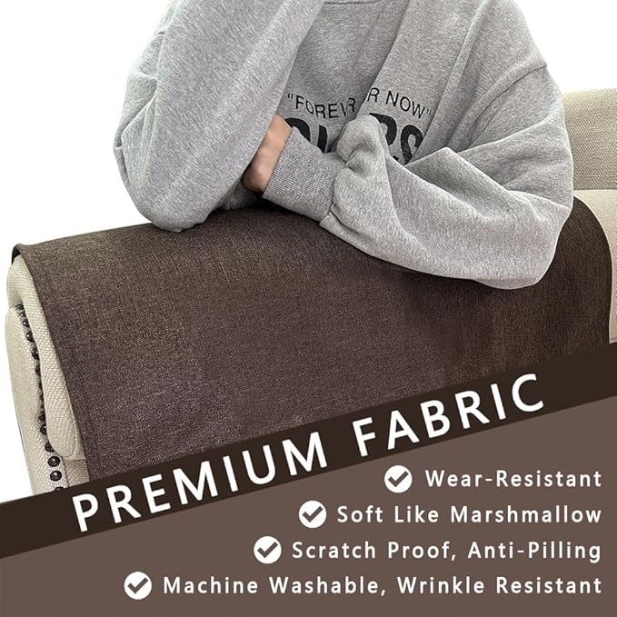 NOYOURS Couch Arm Covers, Anti-Slip Sofa Armrest Cover for Recliner, 2pc Washable Sofa Arm Covers, Dogs Cats Pet Scratch Proof Couch Arm Protectors, Brown, 24x28inch